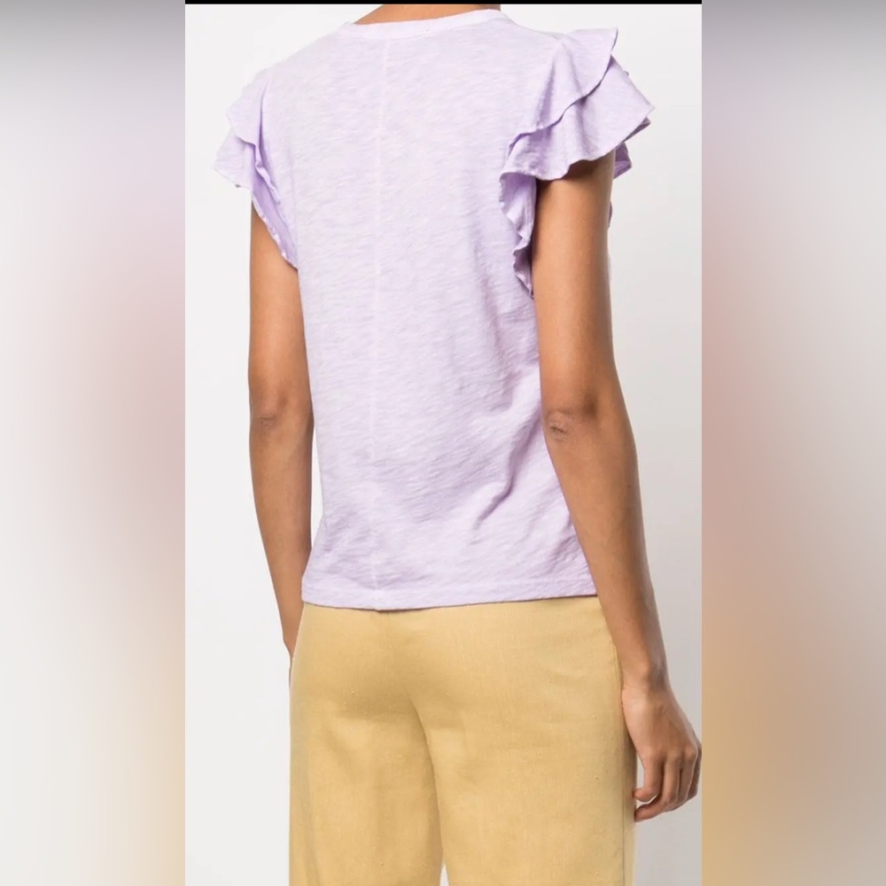 Veronica Beard Akeela ruffled pima cotton short sleeve flutter t-shirt Size XS - Picture 8 of 14